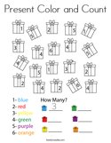 Present Color and Count Coloring Page