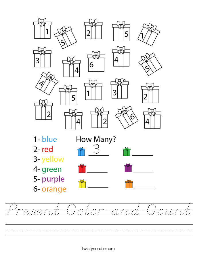 Present Color and Count Worksheet