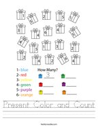 Present Color and Count Handwriting Sheet