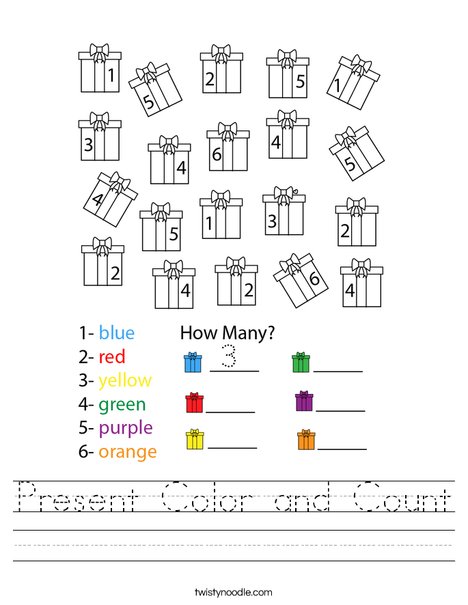 Present Color and Count Worksheet