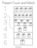 Present Count and Match Coloring Page