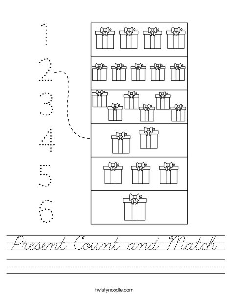 Present Count and Match Worksheet