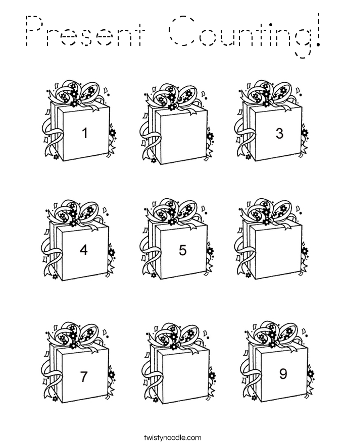 Present Counting! Coloring Page