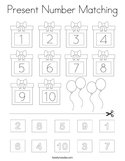 Present Number Matching Coloring Page