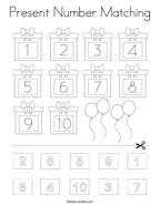 Present Number Matching Coloring Page