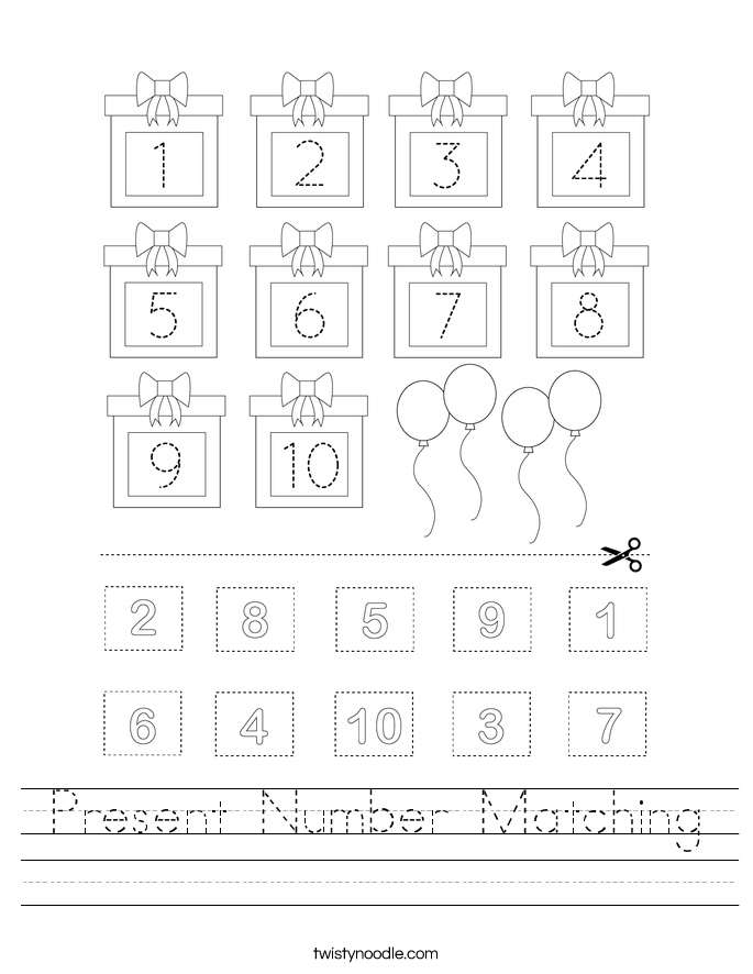 Present Number Matching Worksheet