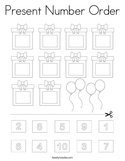 Present Number Order Coloring Page