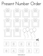Present Number Order Coloring Page