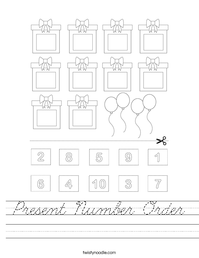 Present Number Order Worksheet