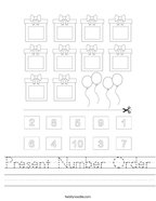 Present Number Order Handwriting Sheet