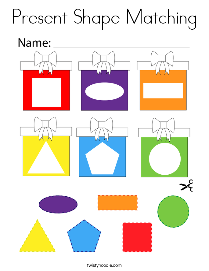 Present Shape Matching Coloring Page