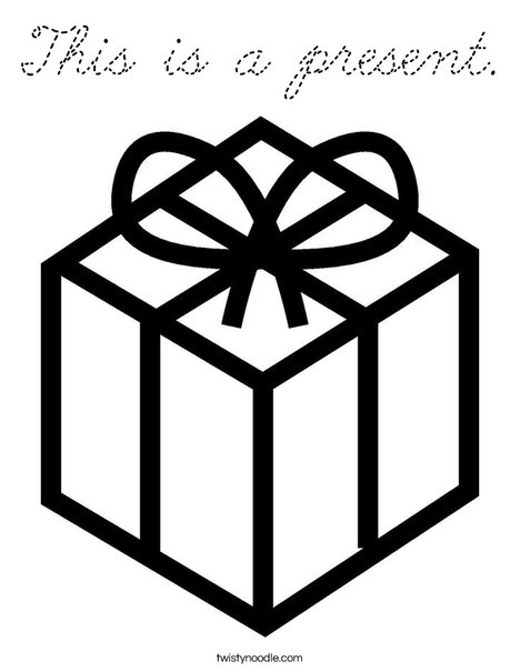 Present with Bow Coloring Page
