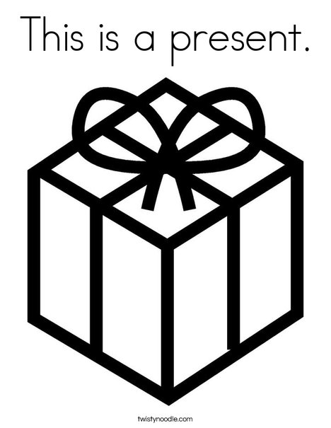 Present with Bow Coloring Page