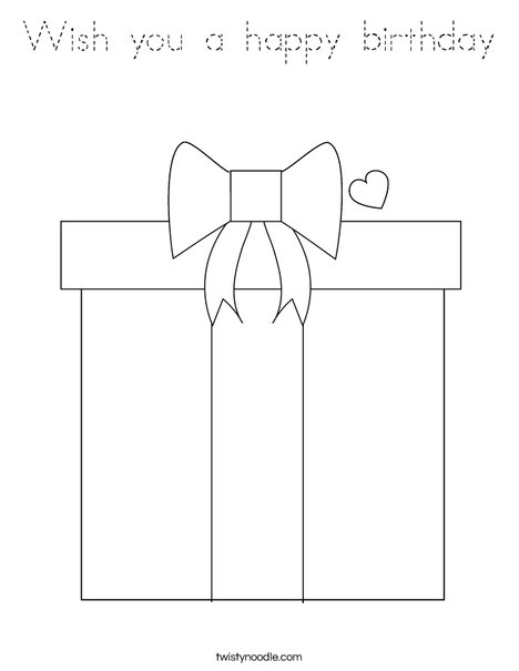 Wish you a happy birthday Coloring Page - Tracing - Twisty Noodle