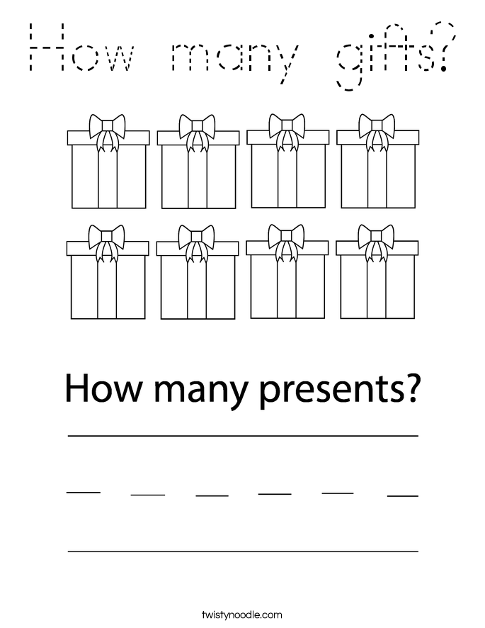 How many gifts? Coloring Page