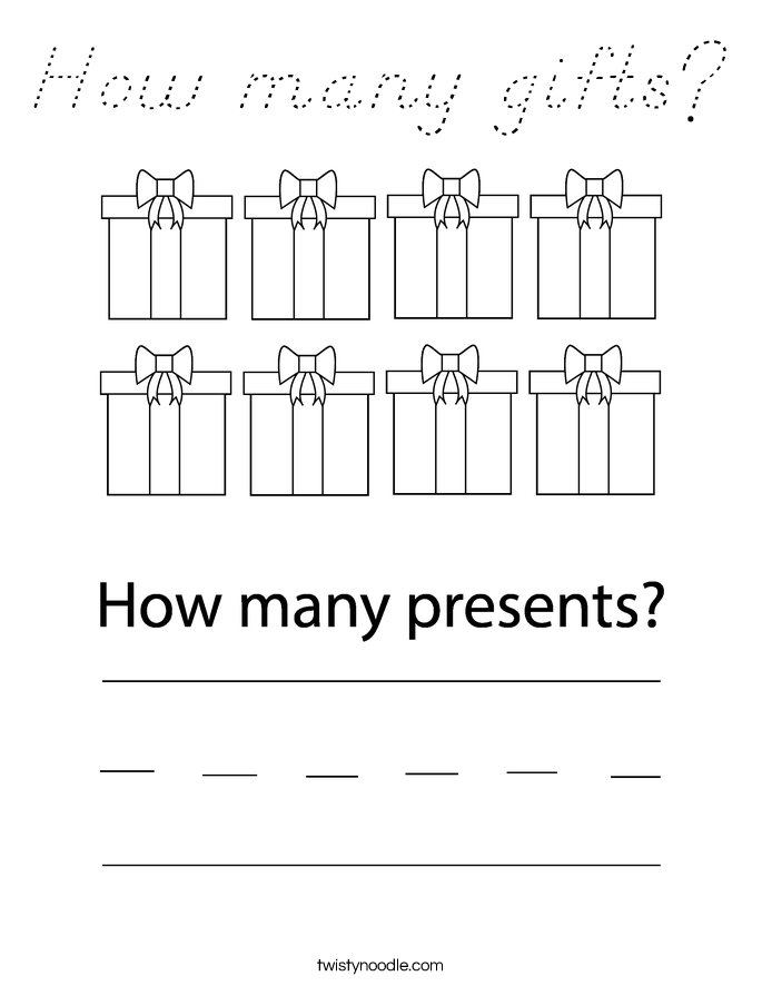 How many gifts? Coloring Page