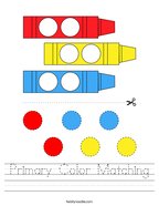 Primary Color Matching Handwriting Sheet