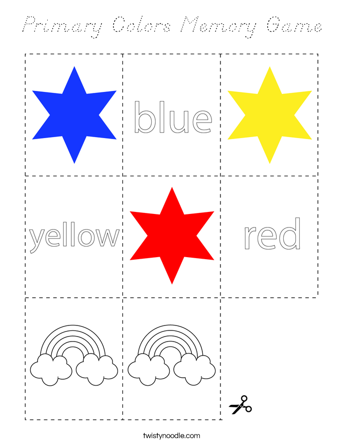 Primary Colors Memory Game Coloring Page