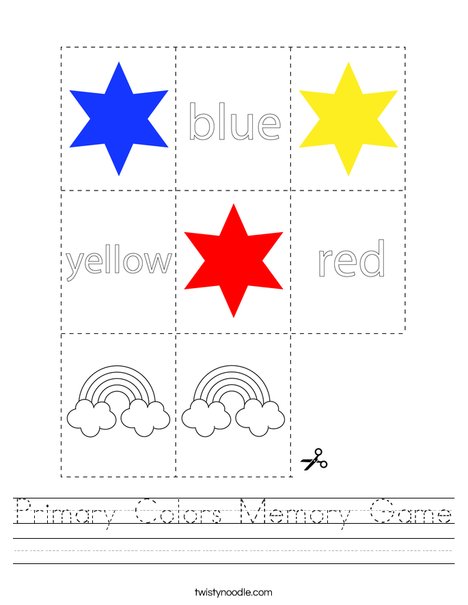 Primary Colors Memory Game Worksheet