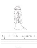 q is for queen Worksheet