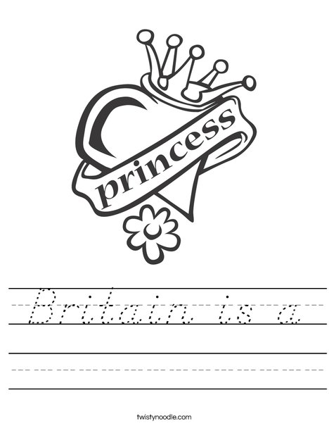 Heart with Crown Worksheet