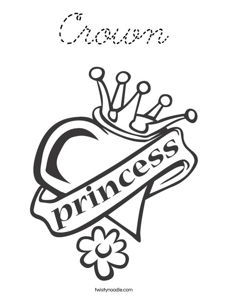 Heart with Crown Coloring Page