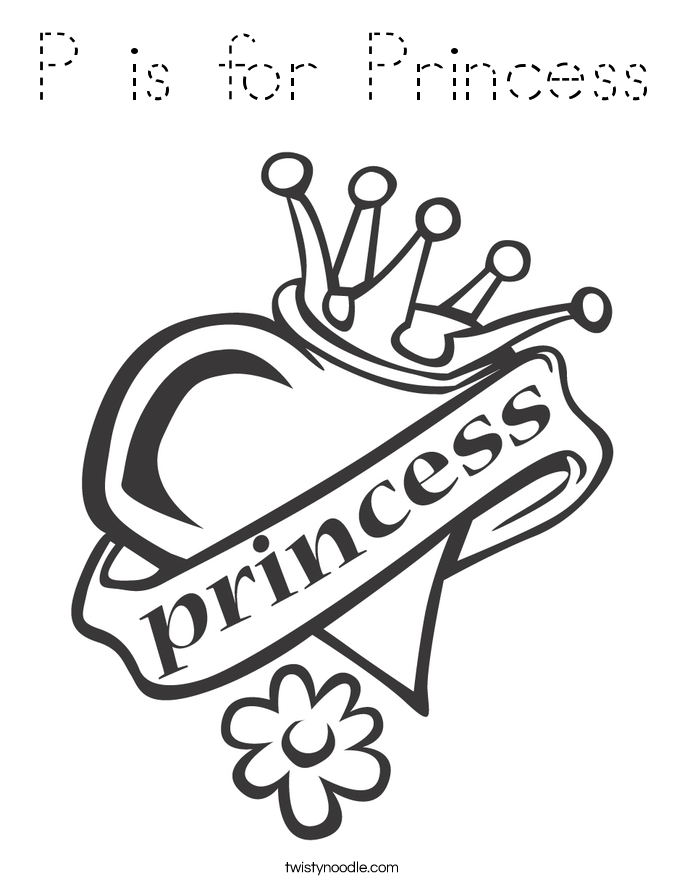 P is for Princess Coloring Page