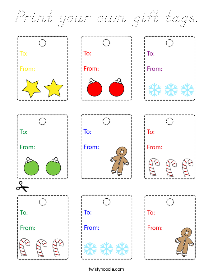 Print your own gift tags. Coloring Page