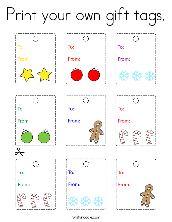 Print your own gift tags. Coloring Page