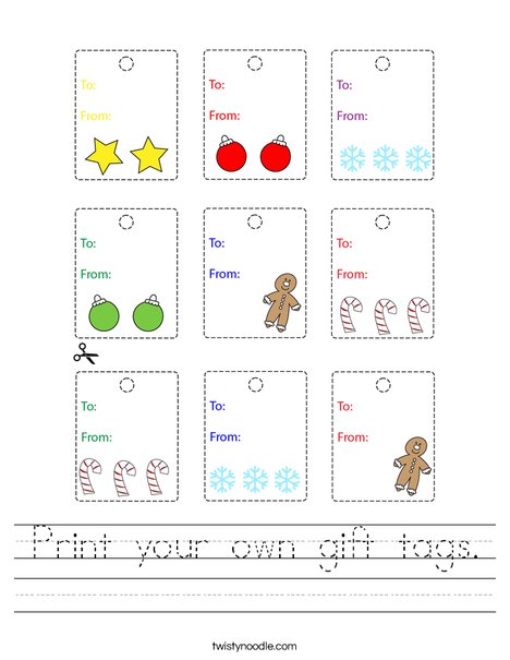 Print your own gift tags. Worksheet