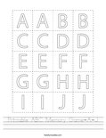 Printable ABC Memory Game-A-J Worksheet