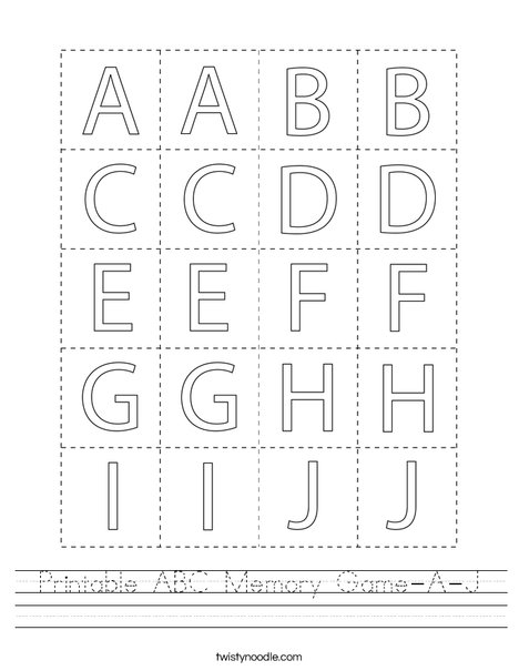 Printable ABC Memory Game- A-J Worksheet