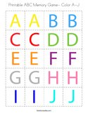 Printable ABC Memory Game- Color A-J Coloring Page