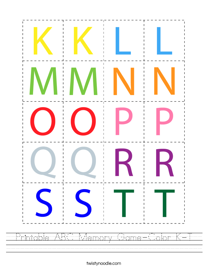 Printable ABC Memory Game Color K T Worksheet Twisty Noodle Printable ABC Memory Game Color K T Worksheet Twisty Noodle