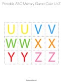 Printable ABC Memory Game-Color U-Z Coloring Page