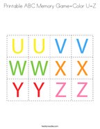 Printable ABC Memory Game-Color U-Z Coloring Page