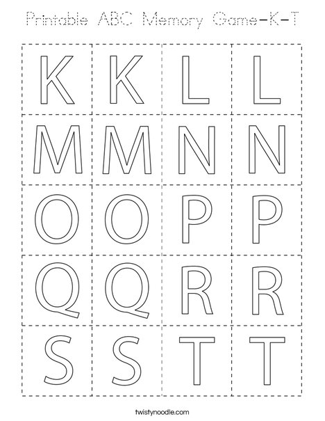 Printable ABC Memory Game- K-T Coloring Page