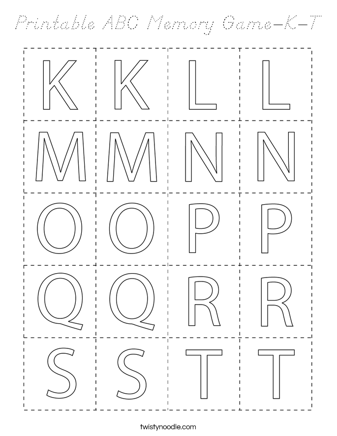Printable ABC Memory Game-K-T Coloring Page