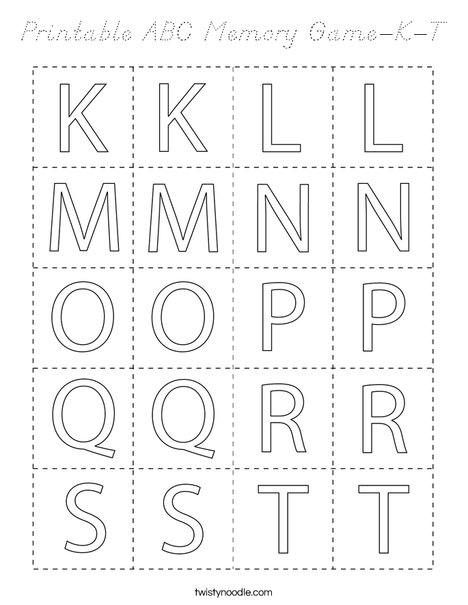 Printable ABC Memory Game- K-T Coloring Page