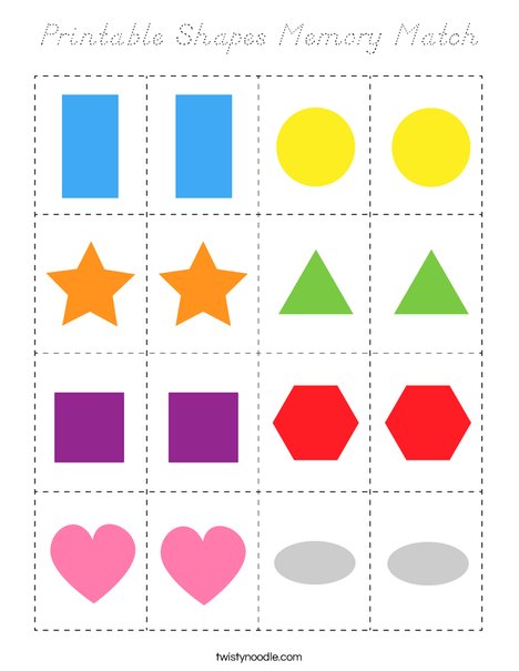 Printable Shapes Memory Game Coloring Page