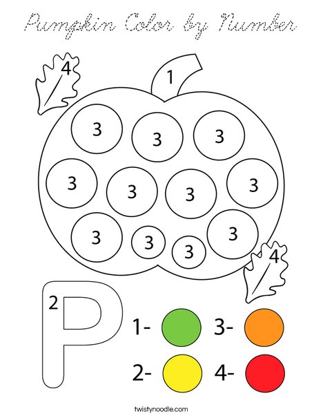 Pumpkin Color by Number Coloring Page