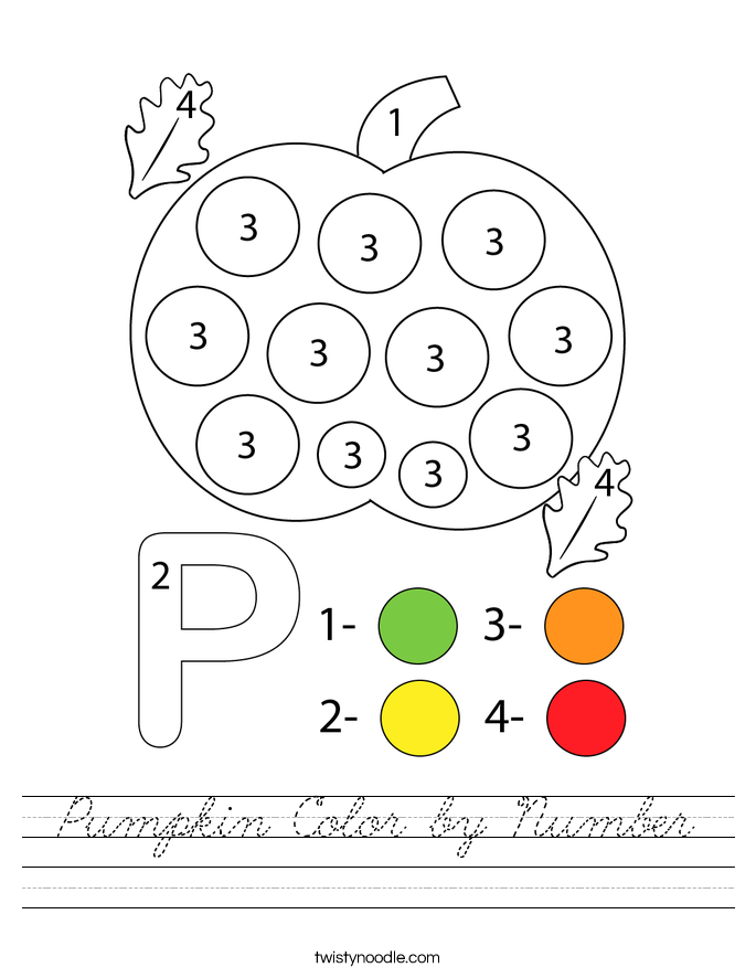Pumpkin Color by Number Worksheet
