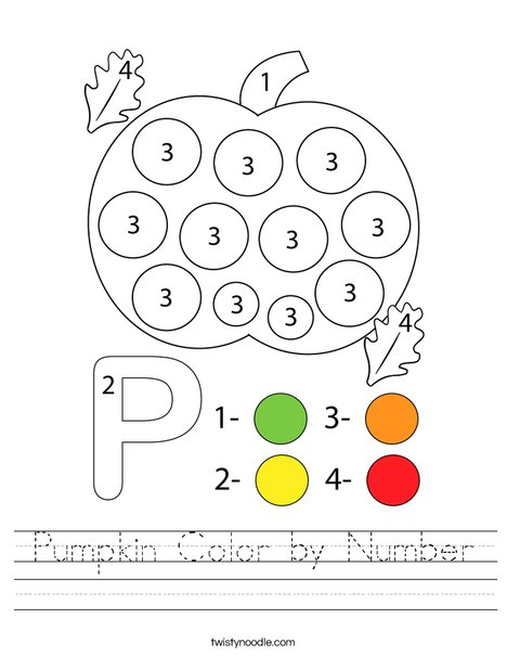 Pumpkin Color by Number Worksheet