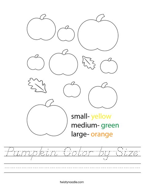 Pumpkin Color by Size Worksheet