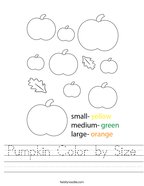Pumpkin Color by Size Handwriting Sheet