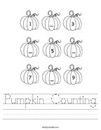 Pumpkin Counting Handwriting Sheet