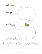 Pumpkin Cut and Paste Handwriting Sheet