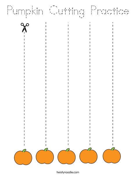 Pumpkin Cutting Practice Coloring Page