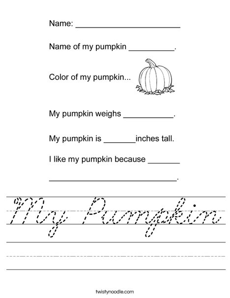 Pumpkin Facts Worksheet