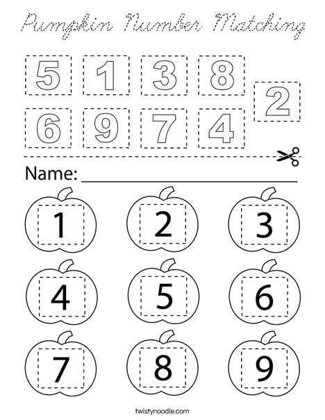 Pumpkin Number Matching Coloring Page